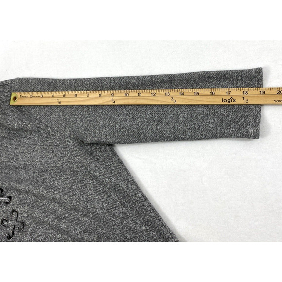 Justfab Dress Womens Large Gray Lace‎ Up Long Sleeve Pockets Aline Jersey Knit - Picture 8 of 10